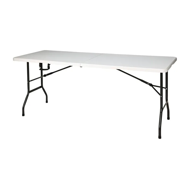 Well Home Mesa plegable blanca con mecanismo de bloqueo automático - Jardín