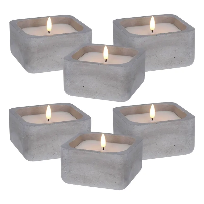 WELL HOME - Pack 6 Velas LED cuadrarda gris
