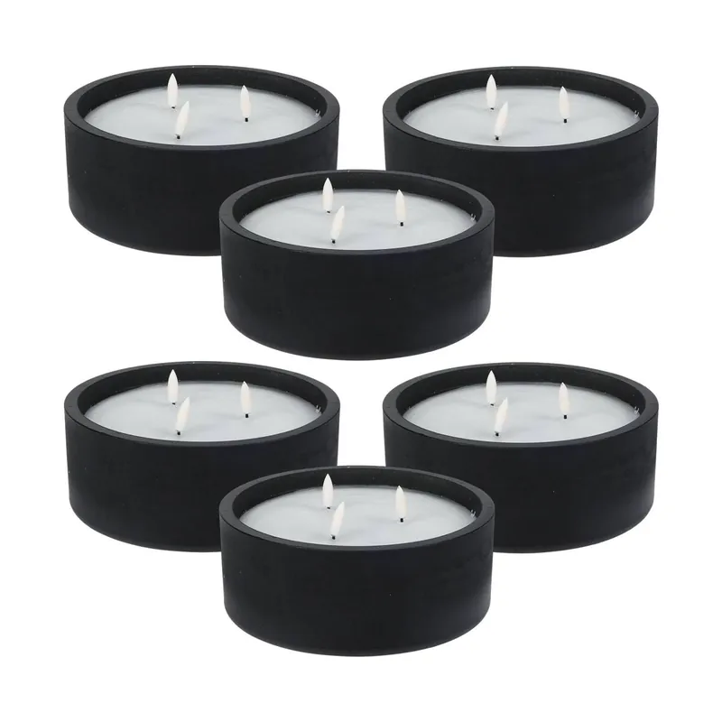 WELL HOME - Pack 6 Velas LED redonda negro
