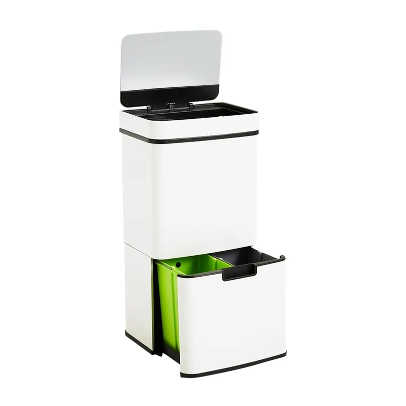 WELL HOME Papelera de reciclaje 62L (37L+25L) con 2 compartimentos - Baño