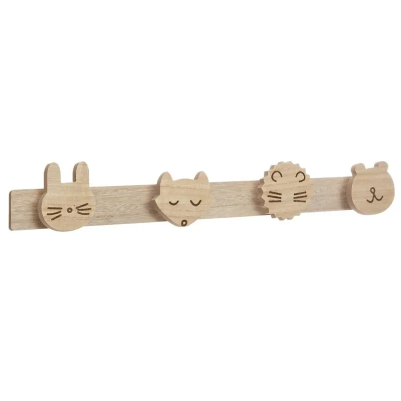 Well Home Perchero infantil "Wild" en madera 5 ganchos 55x5x8 cm - Decoración