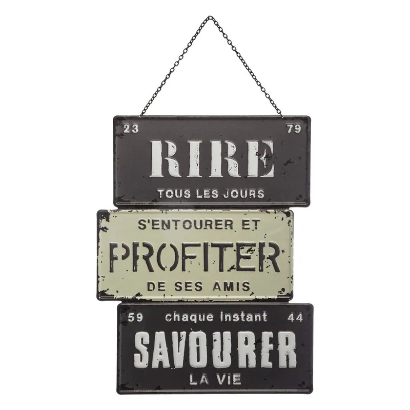 Well Home Placa decorativa de metal con mensaje de estilo Vintage 34x26cm - Decoración