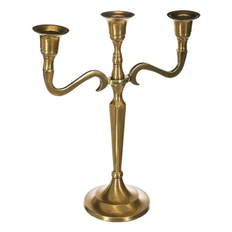 WELL HOME - Portavelas de metal dorado 3 cabezas