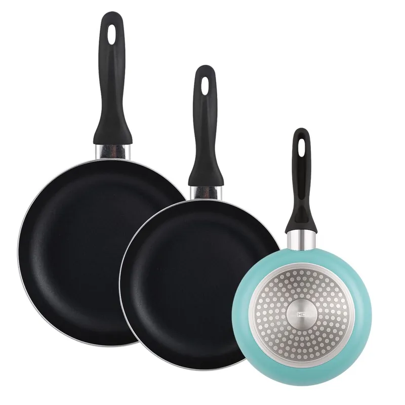 Well Home Set de 3 Sartenes Ø16Ø20Ø24cm de Aluminio prensado en Azul mate - Cocina