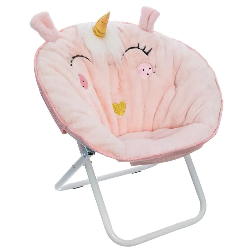 WELL HOME - Sillón plegable Unicornio, tela rosa