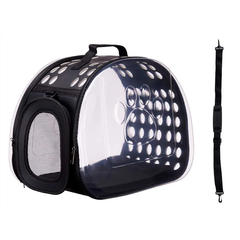 WELL HOME - Transportín grande plegable para mascotas 43x4x33cm color Negro
