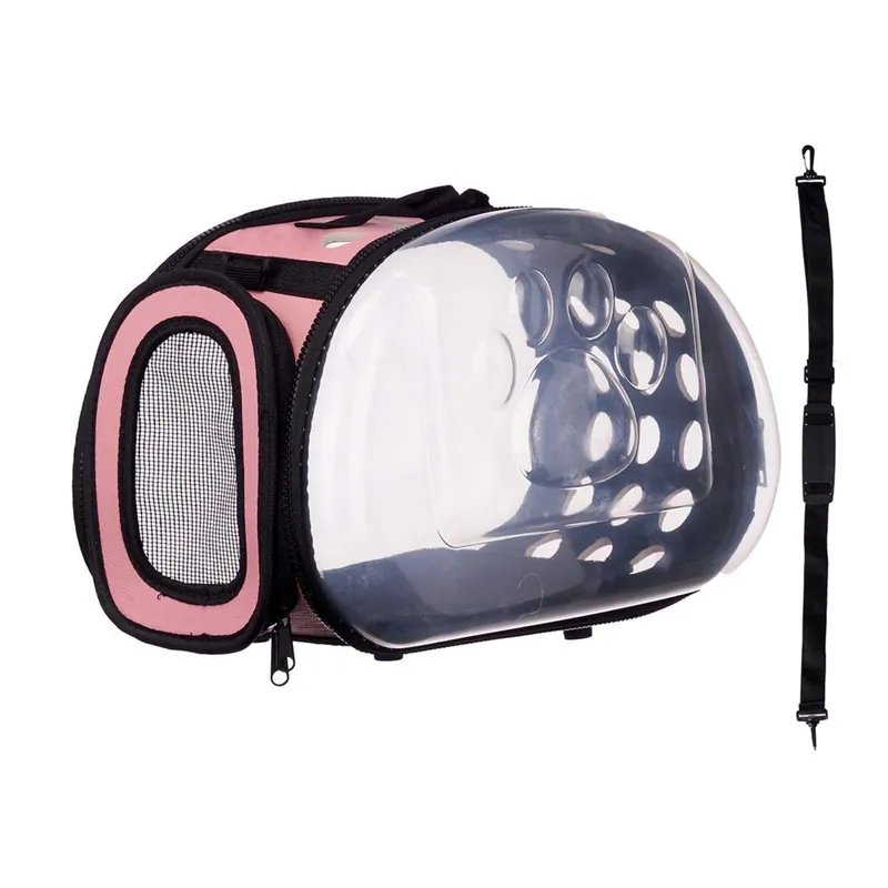 WELL HOME - Transportín pequeño plegable para mascotas 37x7,5x22 color Rosa
