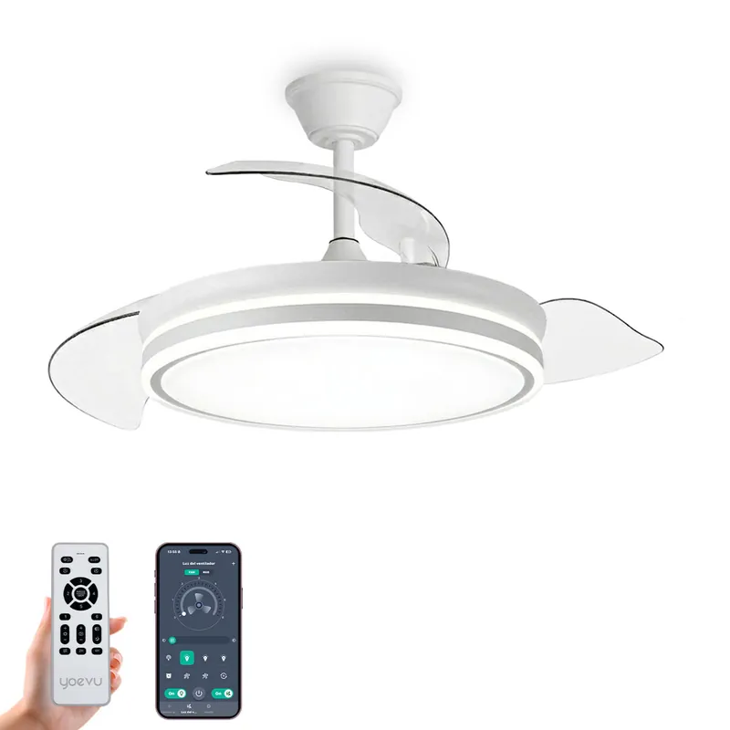 Ventilador de techo LED con aspas retráctiles, mando y app Bluetooth SMART HOME LIGHT PRO - Electrodomésticos
