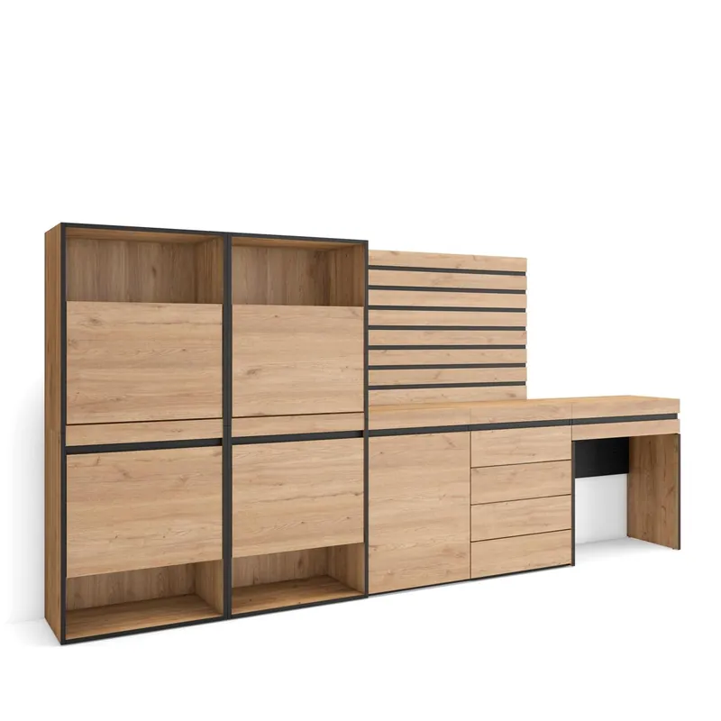 Zapatero, Armario zapatos botas, 297x35x145cm, Dormitorio, habitación, Cómoda, Cajonera, Listones Decorativos, Tocador, Estilo Moderno, Blanco - Muebles