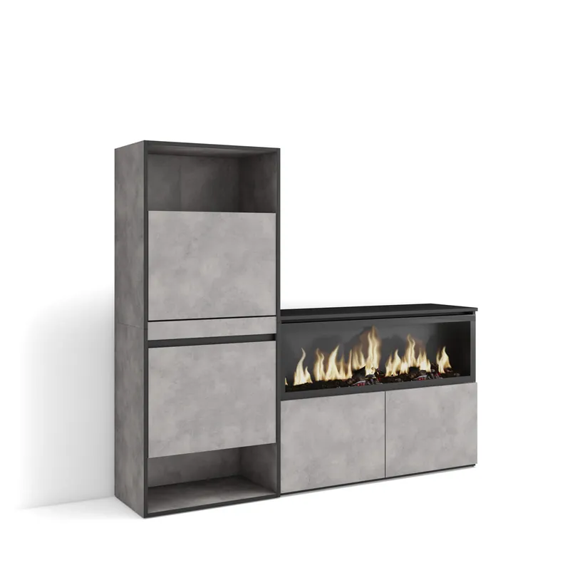 Zapatero | Armario zapatos botas | 167x145x35 cm | Dormitorio, habitación | Chimenea eléctrica XXL | Estilo Moderno | Blanco - Muebles