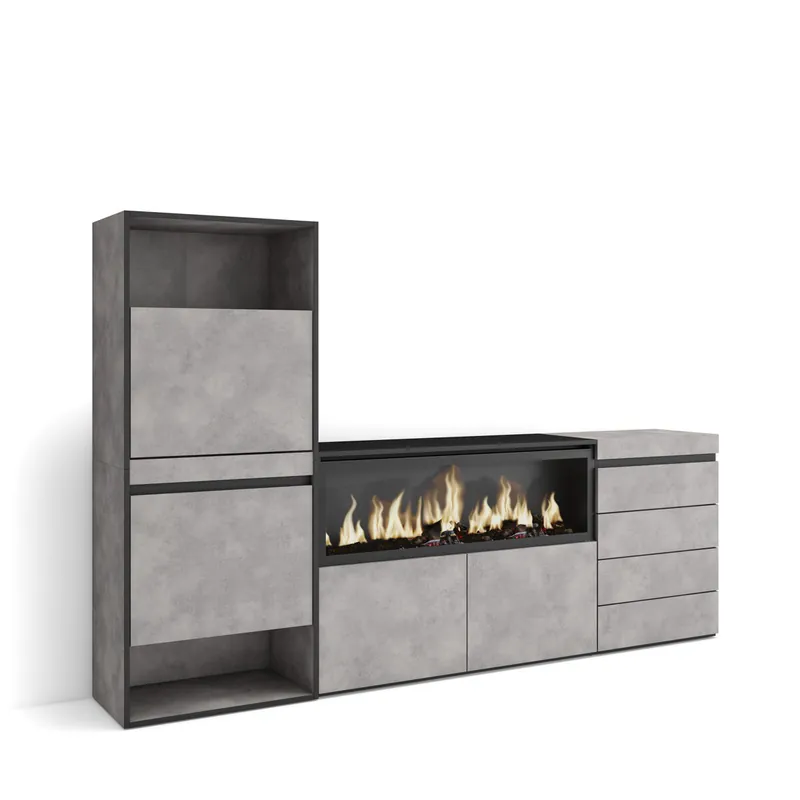 Zapatero | Armario zapatos botas | 224x145x35 cm | Dormitorio, habitación | Chimenea eléctrica XXL | Cómoda, Cajonera | Estilo Moderno | Blanco - Muebles