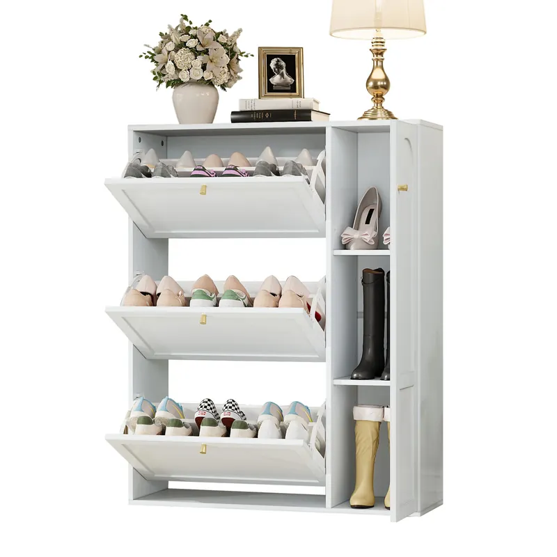 Zapatero de mdf con 1 puerta y 3 trampones,blanco - Muebles