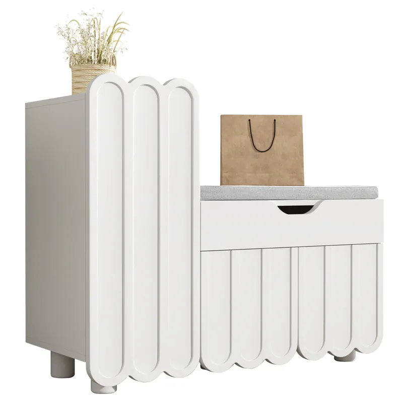 Zapatero de mdf con 3 puertas y 1 cajón,blanco - Muebles