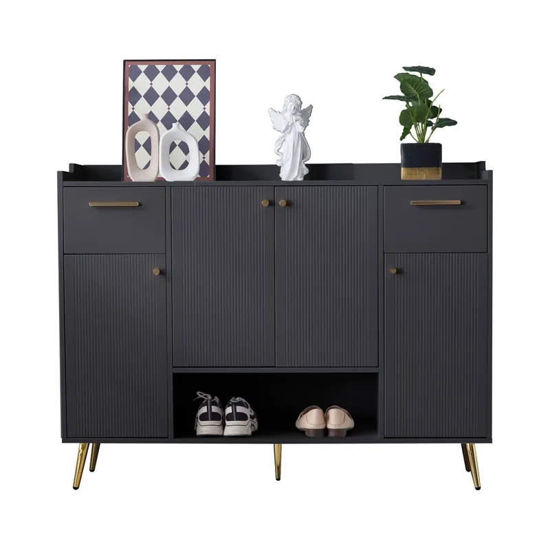 Zapatero de panel de partículas con 4 puertas,blanco - Muebles