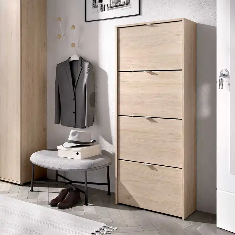 Zapatero con 4 Puertas Jazz natural 149x60,9x25,2 cm - Muebles