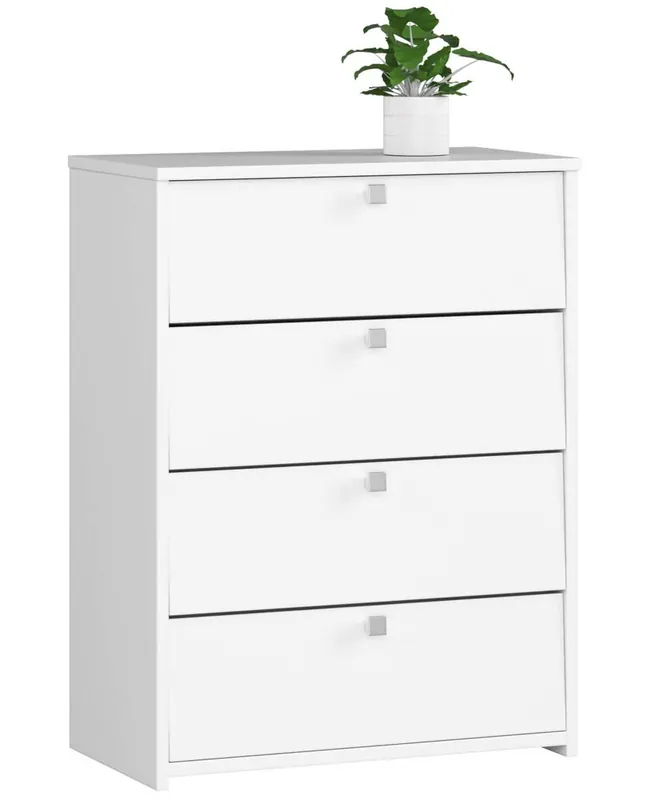 Zapatero con 4 compartimentos AKORD Blanco 60 cm 4 puertas basculantes frente en color Blanco 60x33x80 cm - Muebles