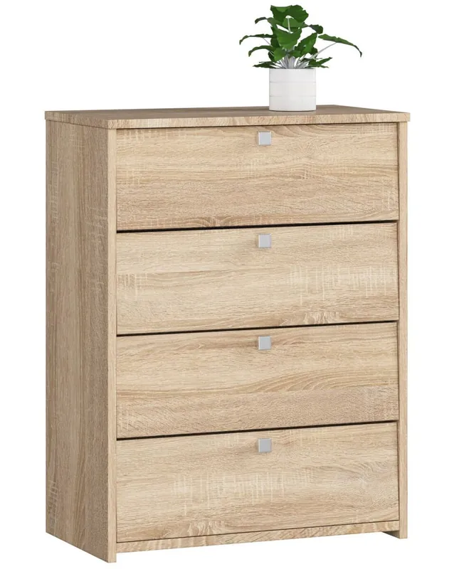 Zapatero con 4 compartimentos AKORD RUBIN Wenge 66 cm 4 puertas basculantes frente en color Wenge 66x36x85 cm - Muebles