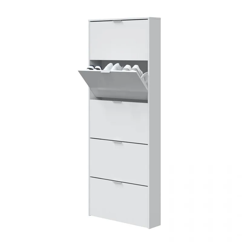 Zapatero Moderno de 5 puertas Blanco Brillo 70cm x 180 x 17 cm - Muebles