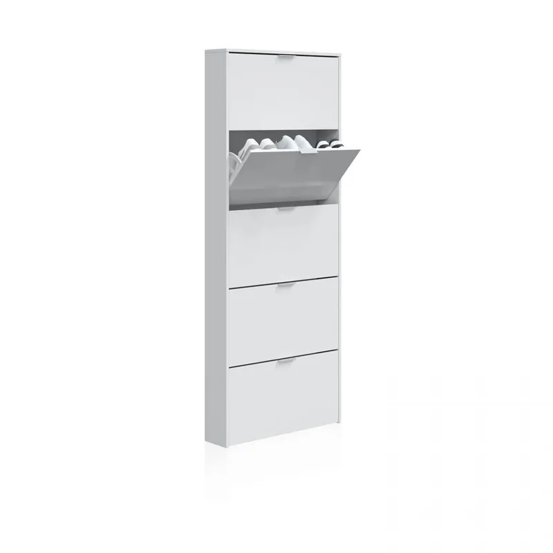 Zapatero Nia 5 Puertas Blanco Brillo 70 x 180 x 17 cm - Muebles