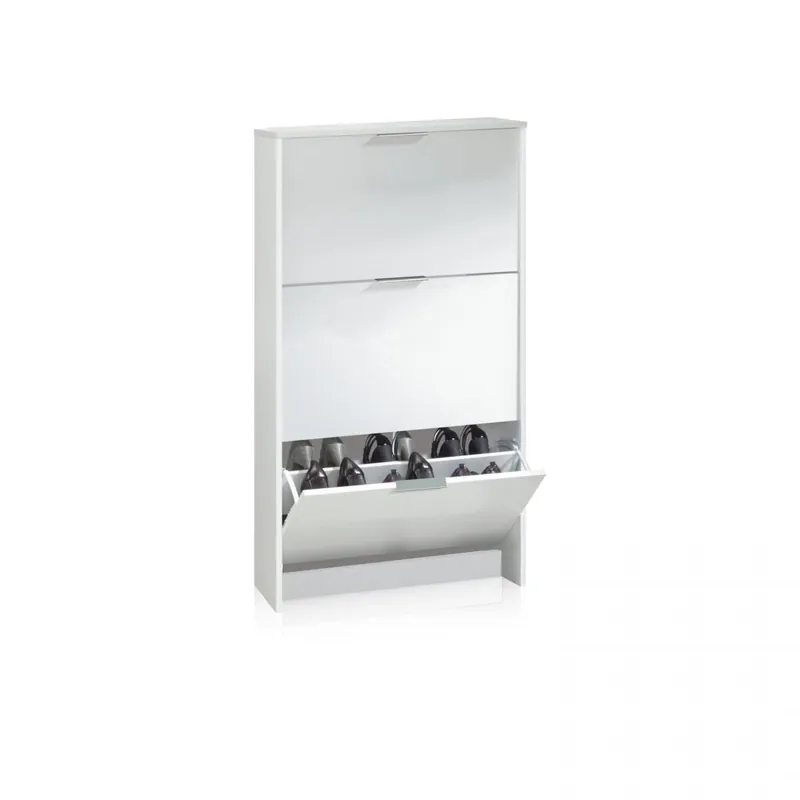Zapatero de 3 puertas abatibles en blanco 60x113 cm Remi Blanco 60 x 113 x 22 cm - Muebles