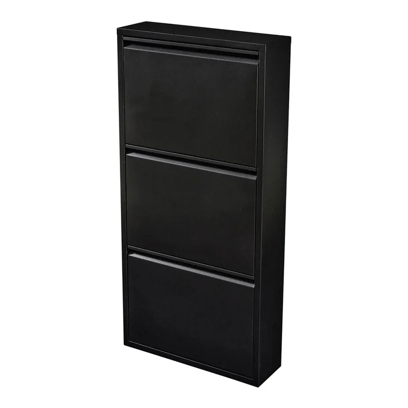 Zapatero Sokndal con 3 puertas abatibles metal 104 x 50 x 15 cm gris [en.casa] - Muebles