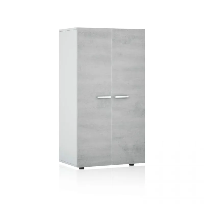 Zapatero Star Blanco brillo - Gris cemento 55 x 103 x 36 cm