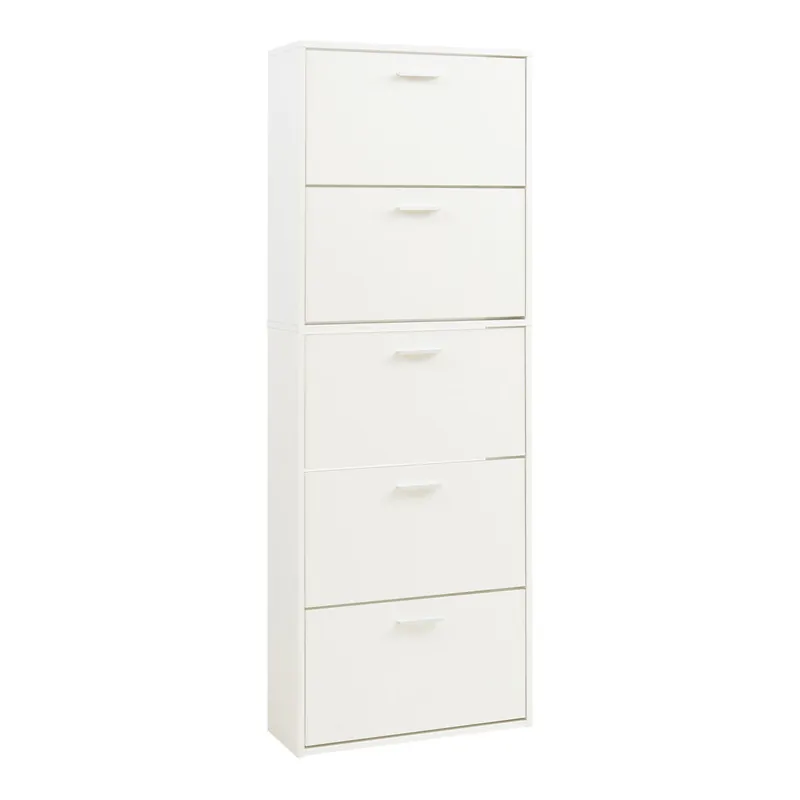Zapatero Sykkylven con 5 puertas 169x60x24 cm - Blanco [en.casa]