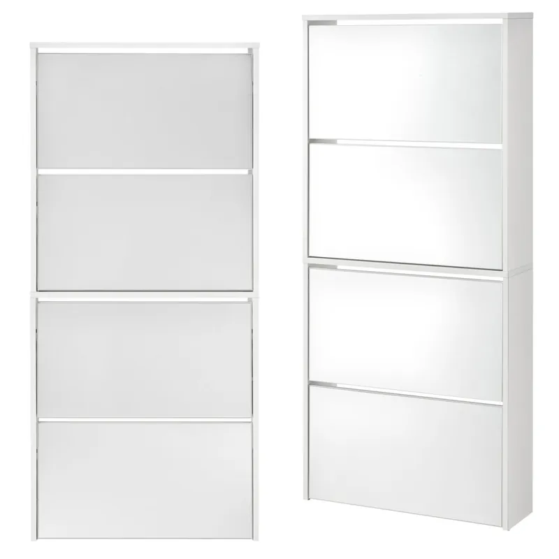 Zapatero Vogar con Espejo para 12 pares de zapatos aglomerado 134 x 63 x 17cm Blanco [en.casa] - Muebles