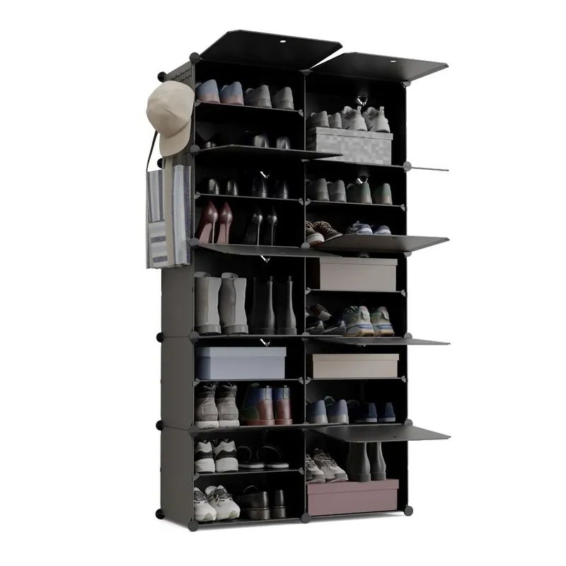 Zapateros Cube C10 Newlux Negro 10 Compartimentos, 40 pares (83x32x155cm) - Muebles