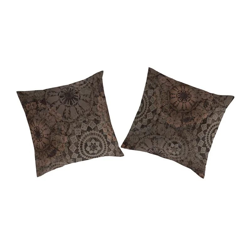 Funda de almohada (2) EIDER beige/gris/rosa 65x65(2) cm - Textil