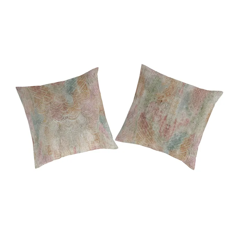 Funda de almohada (2) KHAURE beige/rosa/azul 65x65(2) cm - Textil