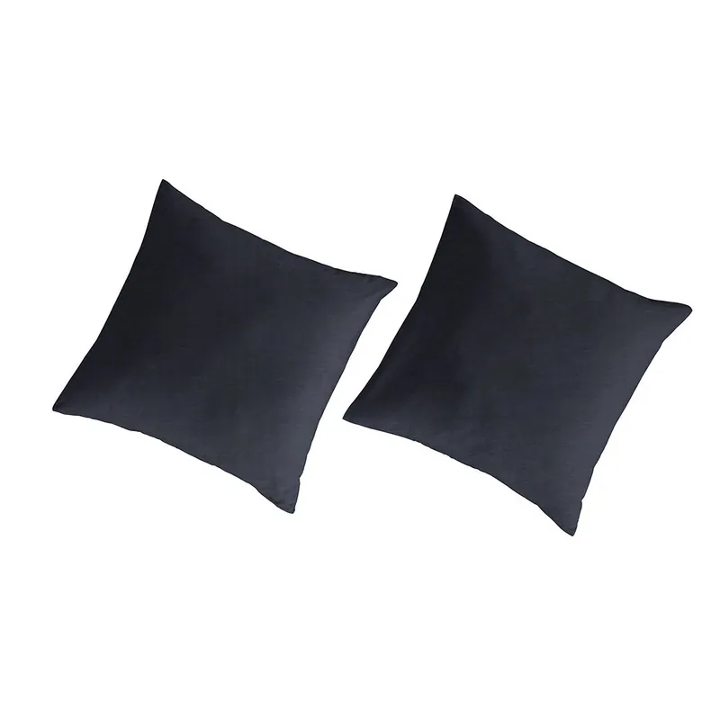 2 Fundas de almohada de algodón orgánico LISO 65x65 cm - azul grisáceo