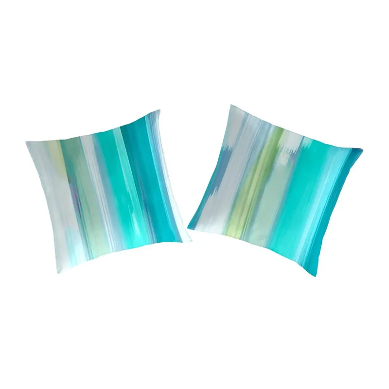 Funda de almohada LOANE (2) azul/verde/blanco 65x65(2) Cm - Textil