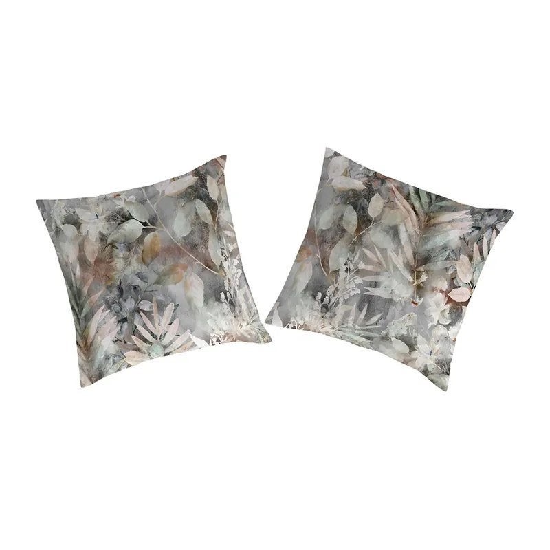 Funda de almohada (2) RINDAEL gris/marrón 65x65(2) cm - Textil