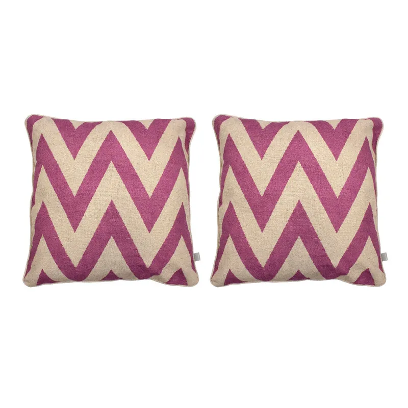 2 Fundas de cojín decorativo 85% algodón 15% lino MEENA CUADRADO 50x50 cm fucsia - Textil