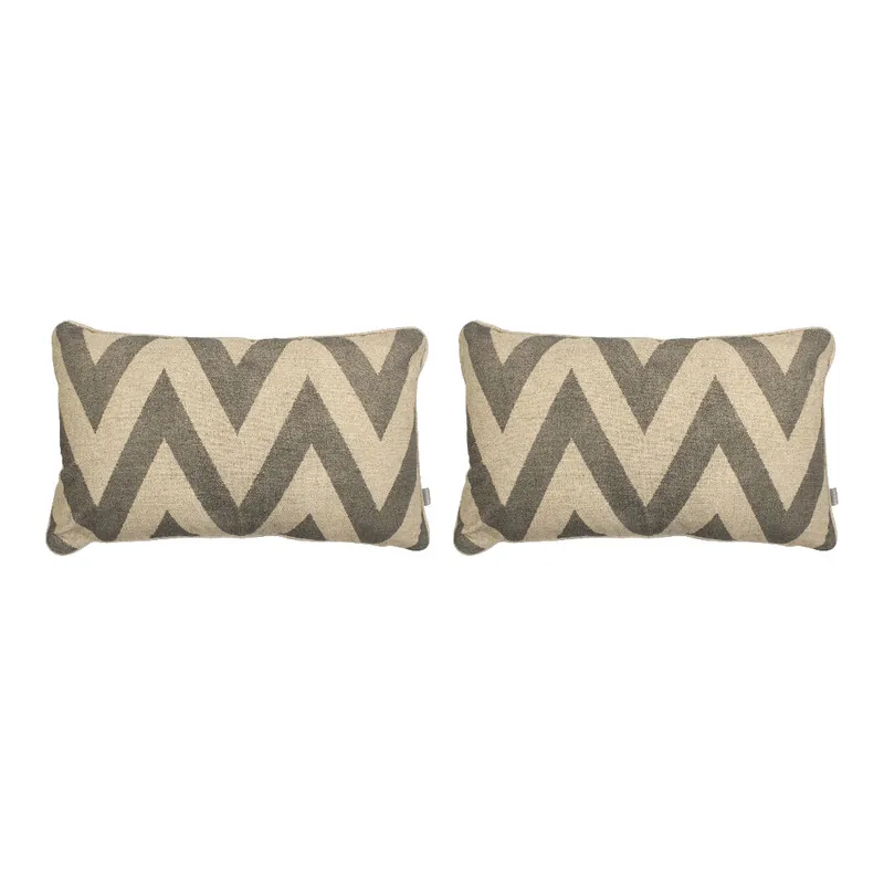 2 Fundas de cojín decorativo 85% algodón 15% lino MEENA 30x50 cm gris - Textil