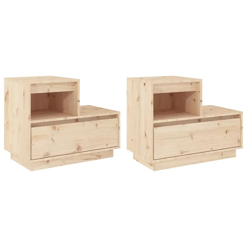 vidaXL Mesitas de noche 2 uds madera de pino marrón miel 60x34x51 cm - Muebles