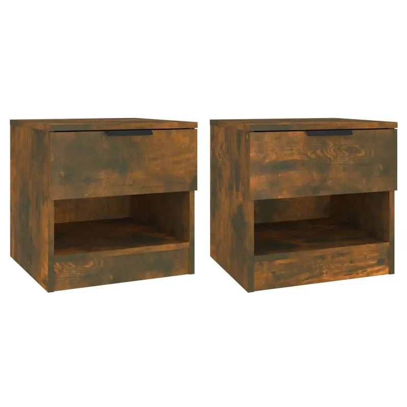 vidaXL Mesitas de noche 2 uds madera contrachapada color roble ahumado - Muebles