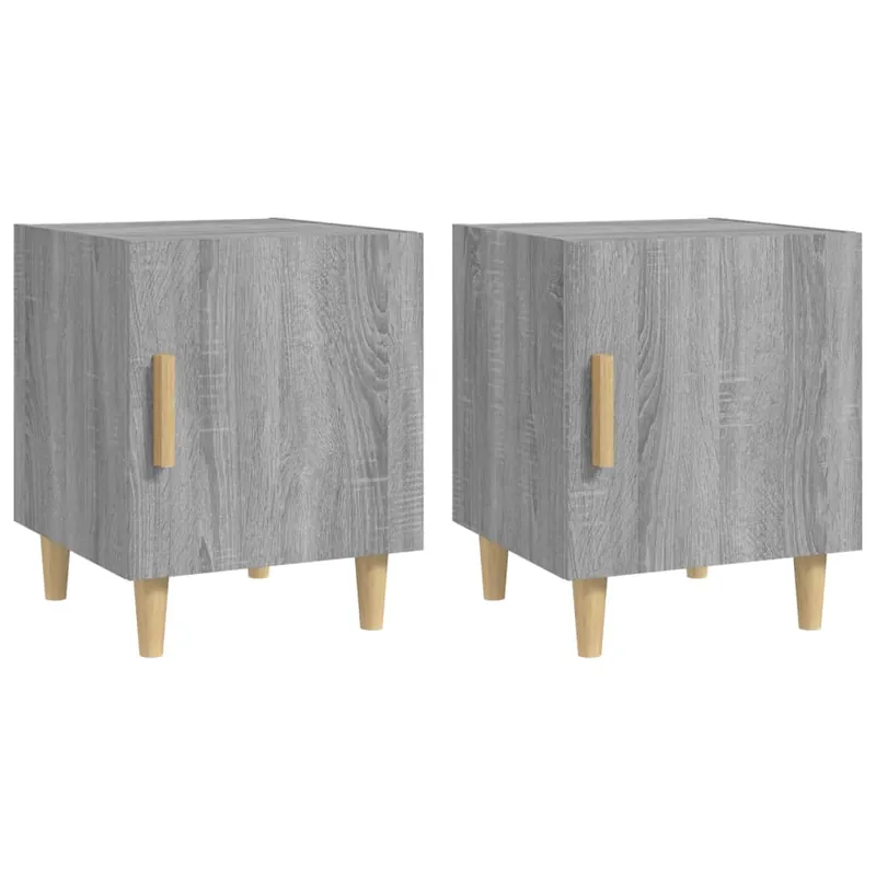 vidaXL Mesitas de noche 2 uds madera contrachapada color roble ahumado - Muebles