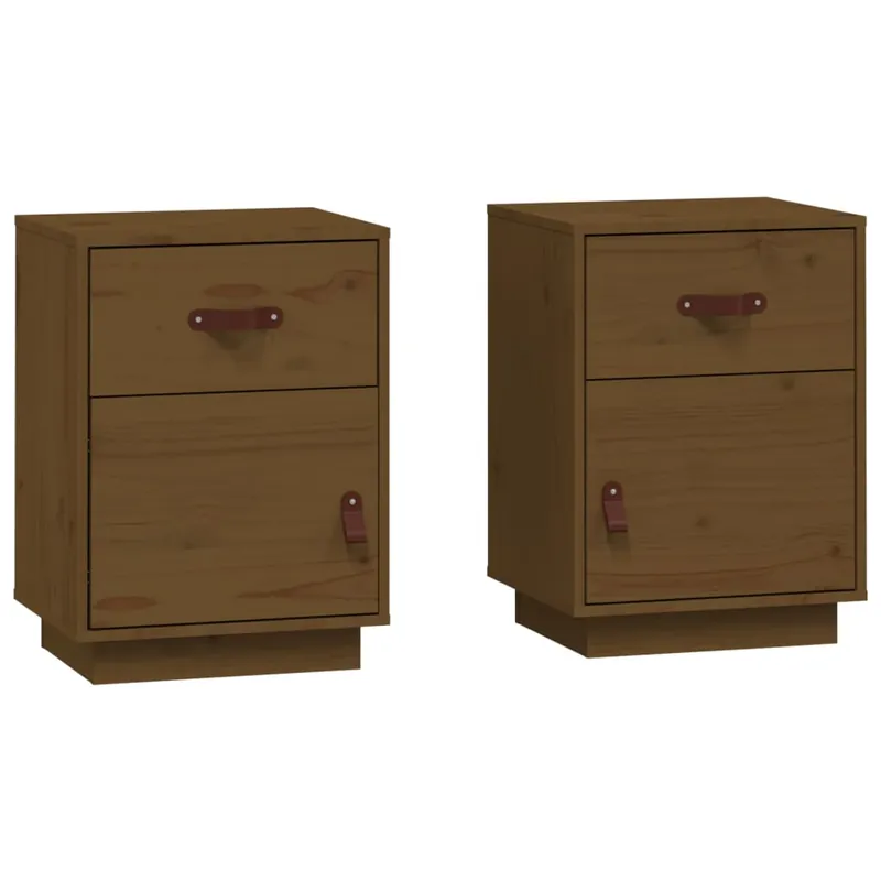 vidaXL Mesitas de noche 2 uds madera maciza de pino negro 40x34x55 cm - Muebles