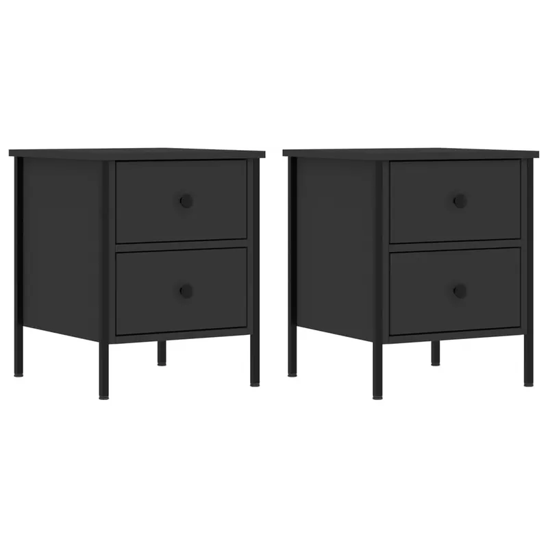 vidaXL Mesitas noche 2 uds madera ingeniería roble ahumado 40x42x50 cm - Muebles