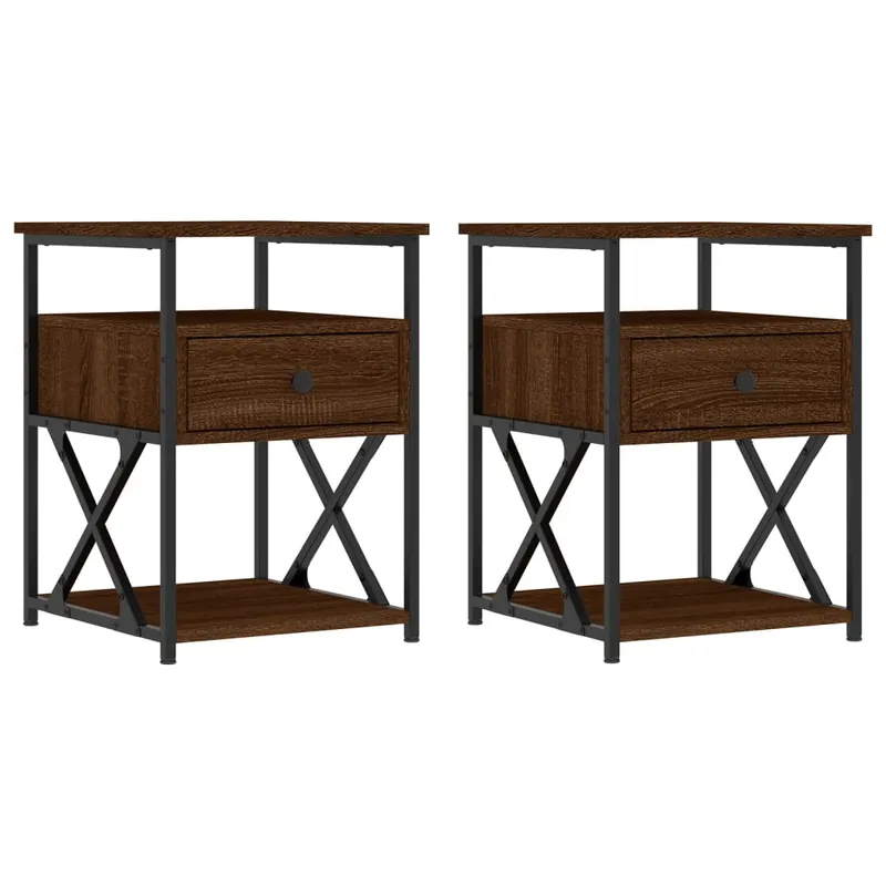 vidaXL Mesitas noche 2 uds madera ingeniería marrón roble 40x42x55 cm - Muebles