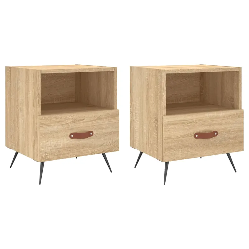 vidaXL Mesitas de noche 2 uds madera ingeniería blanco 40x35x47,5 cm - Muebles