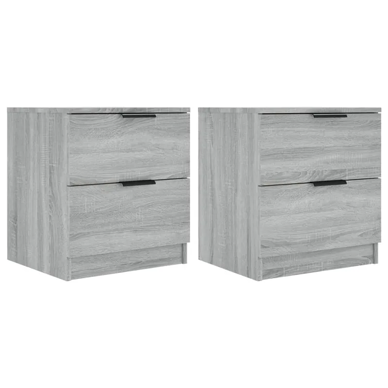 vidaXL Mesitas de noche 2 uds madera contrachapada color roble ahumado - Muebles