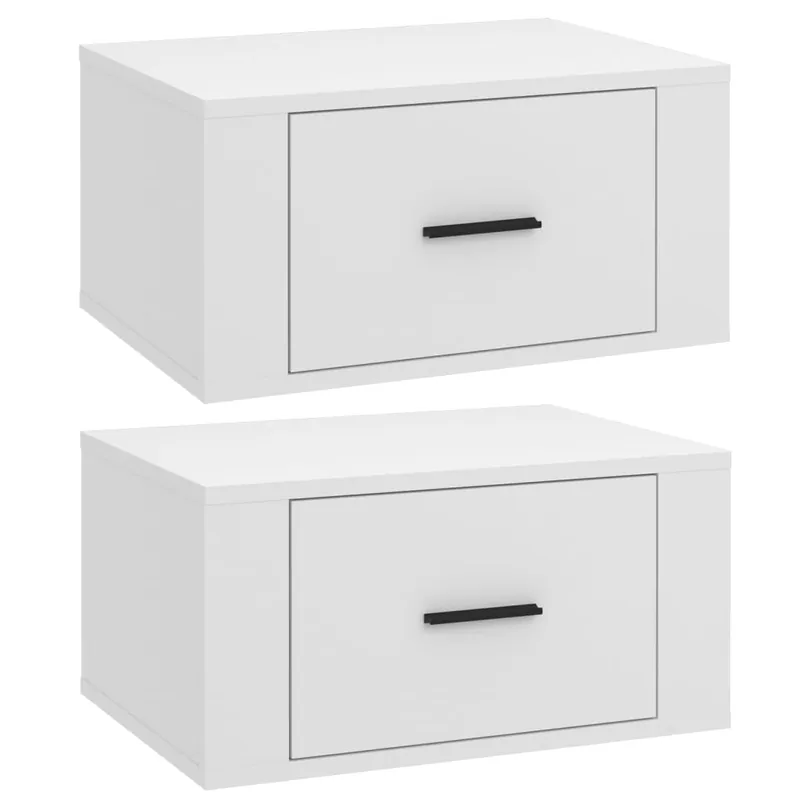 vidaXL Mesitas de noche de pared 2 uds blanco brillante 50x36x25 cm - Muebles