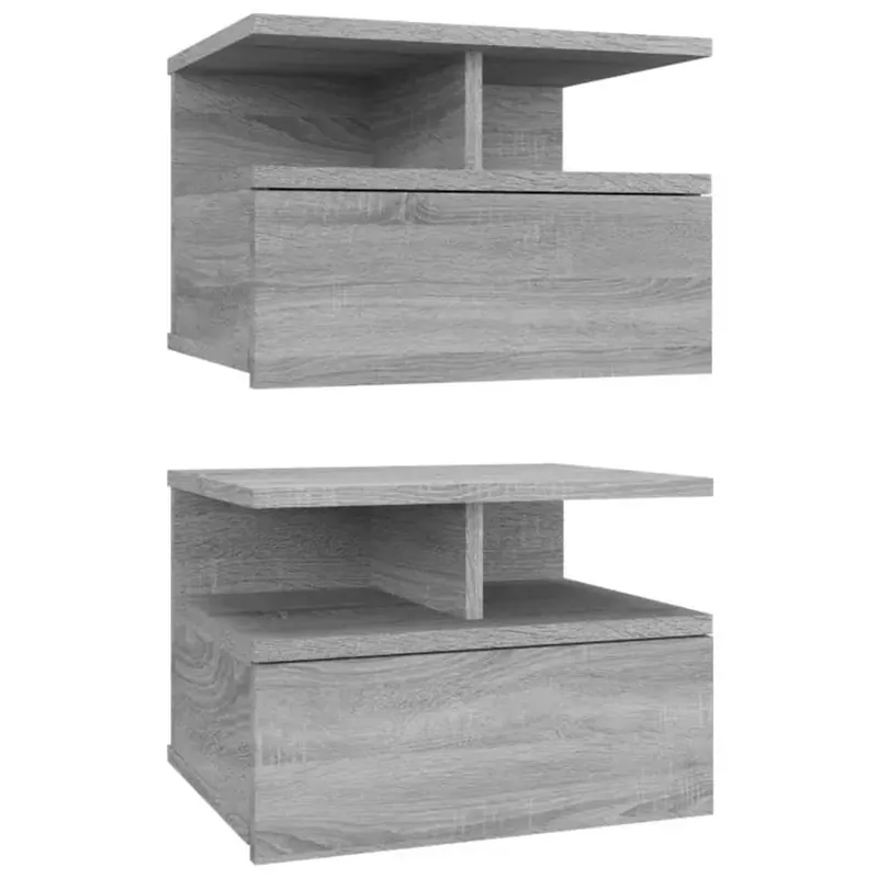 vidaXL Mesita de noche flotante 2 uds madera blanco brillo 40x31x27 cm - Muebles