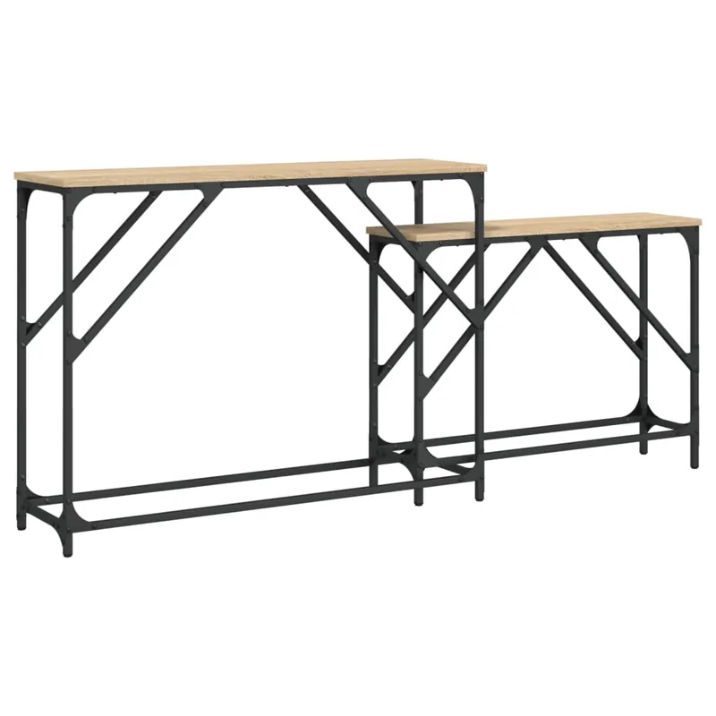 2 pzas Mesas De Consola apilables - Mesas De Entrada madera ingeniería roble Sonoma