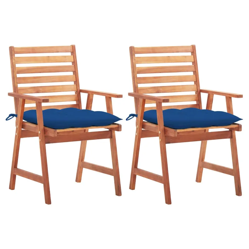 Sillas comedor de jardin 2 unidades madera maciza acacia y cojines - Jardín