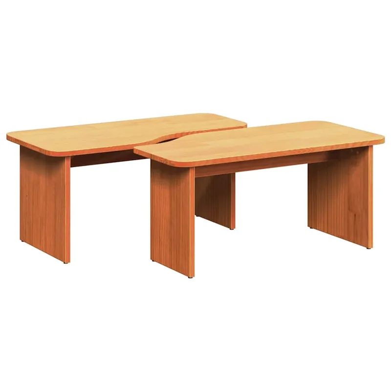 2 uds Mesas bajas - Mesas de Centro - Mesas de Café Natural Madera maciza de pino
