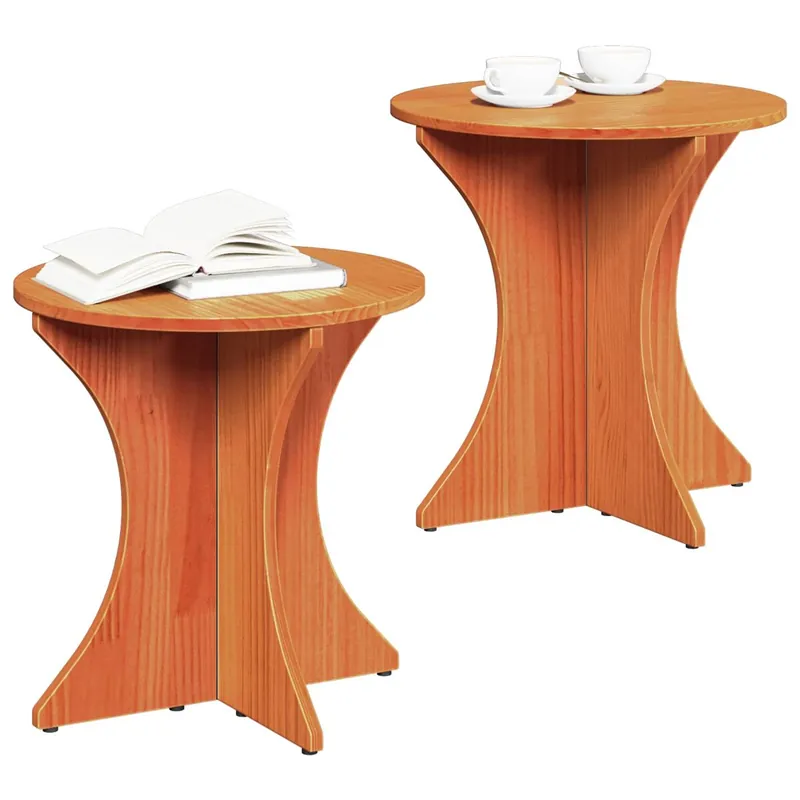 2 uds Mesas bajas - Mesas de Centro - Mesas de Café Natural Madera maciza de pino